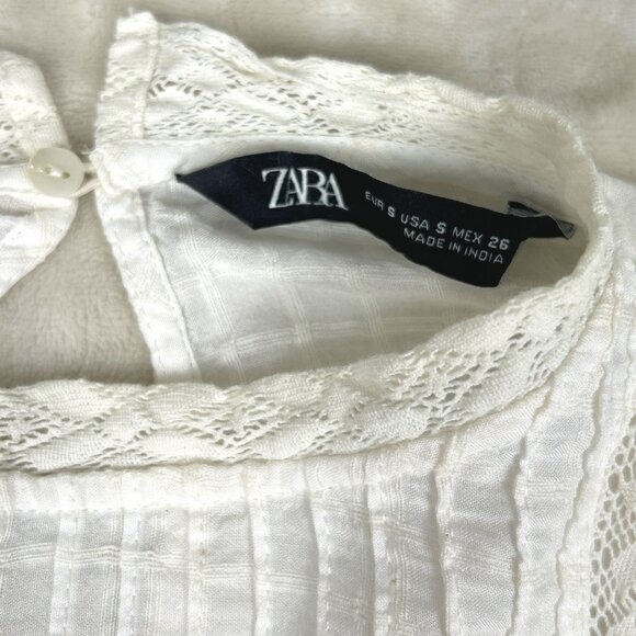 Zara Lace Cotton Blouse: Women's Romantic Peasant Top with Balloon Sleeves - Picture 7 of 12